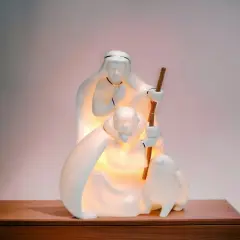 Ceramic Shepherds Night Light, Home D&eacute;cor, Religious D&eacute;cor, Religious Gift, Church D&eacute;cor, Baptism Gift