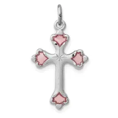 Sterling Silver Budded Cross Charm Jewerly 23mm x 15mm
