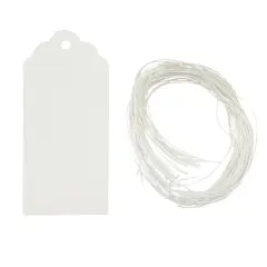 Wrapables 50 Gift Tags/Kraft Hang Tags with Free Cut Strings for Gifts, Crafts & Price Tags White Scalloped Tag