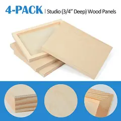 4 Pieces Unfinished Birch Wood Canvas Panels Kit, Falling in Art 8x10&rsquo;&rsquo; Studio 3/4&rsquo;&rsquo; Deep Cradle Boards for Pouring Art, Crafts, Painting and More