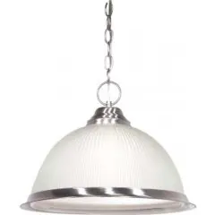 Nuvo 1-Light 15" Brushed Nickel Pendant Light Fixture w/ Frosted Prismatic Dome