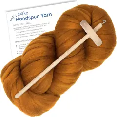 LEARN TO SPIN YARN - Beginner's Spinning Kit with Drop Spindle and Merino Pencil Roving. Choose your color. Suede