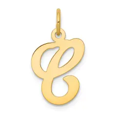 14K Gold Polished Fancy Initial Letter C Charm Pendant Jewerly 20mm x 11mm