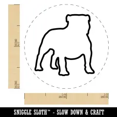 Bulldog English British Dog Outline Self-Inking Rubber Stamp for Stamping Crafting Planners Green