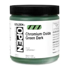Golden Open Acrylics - Chromium Oxide Green Dark, 8 oz Jar