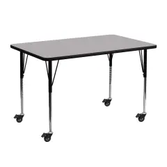 Emma and Oliver Mobile 24x48 Rectangle Laminate Adjustable Activity Table Gray