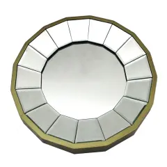 13 1/2 Inch Diameter Gold Finished Pie Plate Wall Mirror
