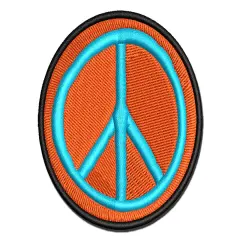 Peace Sign Sketch Multi-Color Embroidered Iron-On or Hook & Loop Patch Applique