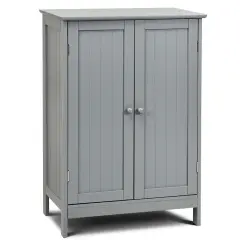 2-Door Freer-Standing Bathroom Storage Organizer Cabinet with Shelf Perfect for Living room or Bedroom Grey