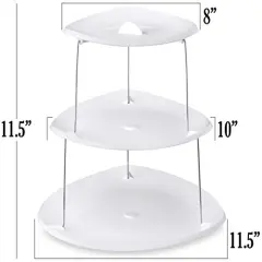 Collapsible Party Tray, 3 Tier, The Decorative Plastic Appetizer Trays Twist Down & Fold Inside, Minimal Storage Space, An Elegant Tray for Serving Sandwiches, Cake, Sliced Cheese and Deli Meat
