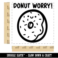 Donut Don't Worry Smile Motivational Quote Pun Self-Inking Rubber Stamp Ink Stamper Red