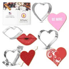 Kiss From The Heart Cookie Cutters 4 Pc Set HS0470- CookieCutter.Com - USA Tin Plated Steel