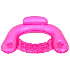 Pool Central Pink Mosaic Water Lounger with Cup Holders and Backrest, 50-Inch
