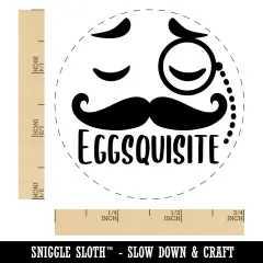 Eggsquisite Exquisite Fancy Funny Egg Face with Monocle and Mustache Chicken Egg Rubber Stamp