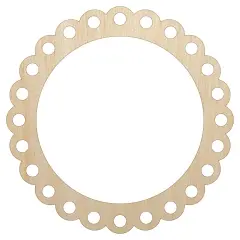 Fancy Scallop Round Frame Unfinished Wood Shape Piece Cutout for DIY Craft Projects