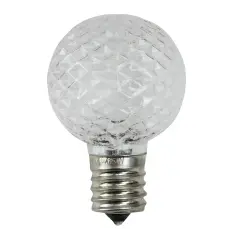 Northlight Faceted LED G40 Globe Christmas Replacement Bulbs - Clear- Pack of 25 White