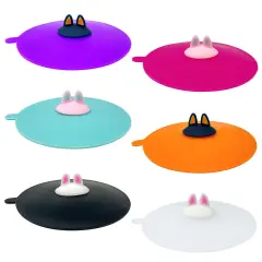 Wrapables&reg; Silicone Cup Lids, Anti-Dust Airtight Mug Covers for Hot and Cold Beverages (Set of 6) Cat Ears