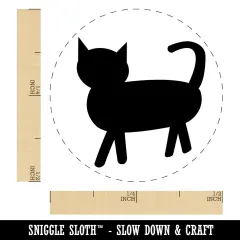 Cat Prancing Solid Self-Inking Rubber Stamp for Stamping Crafting Planners Brown