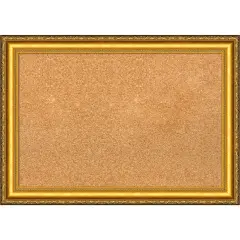 Colonial Embossed Gold Wood Framed Corkboard, Natural Cork