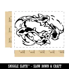 Elegant Swimming Koi Fish Swirls Rectangle Rubber Stamp for Stamping Crafting