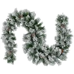 Northlight Flocked Angel Pine and Pine Cones Artificial Christmas Garland - 6.75' x 12" - Unlit Green