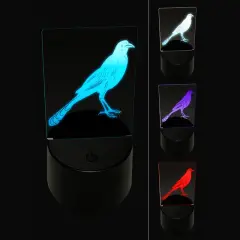 Brash Great-Tailed Grackle Black Bird 3D Illusion LED Night Light Sign Nightstand Desk Lamp