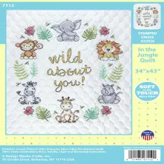 Design Works Stamped Quilt Cross Stitch Kit 34"X43"-In the Jungle