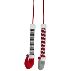 Northlight Set of 2 Gray and Red Plush Elf Leg Christmas Picks 30"