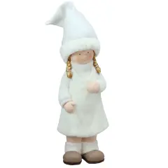 Northlight Winter Girl with Pigtails Christmas Figure - 19" - White and Beige