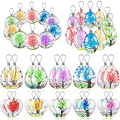20 Pieces Dried Flower Pendant Dried Flower Tree Charms Resin Dried Pressed Flower Pendant Lacework Transparent Glass Ball Beads Round Floating Pendant Mixed Colors for Making Jewelry DIY Craft