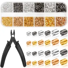 Crimping Beads for Jewelry Making, 2200 Pieces Crimp Tubes with Crimping Pliers for Earring Necklace Bracelet DIY Jewelry Making(3 Sizes, 4 Colors)