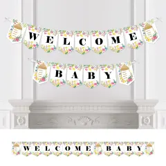 Big Dot of Happiness Wildflowers Baby - Boho Floral Baby Shower Bunting Banner - Party Decorations - Welcome Baby