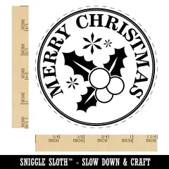 Merry Christmas Holiday Holly Berry Leaf Rubber Stamp for Stamping Crafting Planners