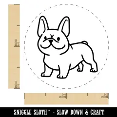 Frenchie Standing French Bulldog Dog Self-Inking Rubber Stamp for Stamping Crafting Planners Brown