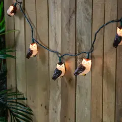 Northlight Owl Indoor Outdoor Patio Light Set - 6'- Green Wire - 10ct Brown