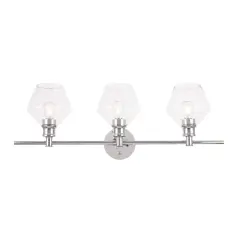 Gene 3 light Chrome and Clear glass Wall sconce