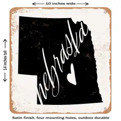 DECORATIVE METAL SIGN - Nebraska Heart- Vintage Rusty Look