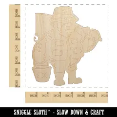Fisherman Dad with Fishing Rod Unfinished Wood Shape Piece Cutout for DIY Craft Projects