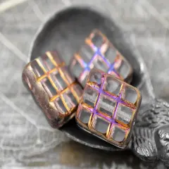 15x13mm Crystal Rainbow Sliperit Grid Rectangle Beads -- Choose Your Qty