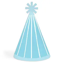 Big Dot of Happiness Blue Stripes - Cone Happy Birthday Party Hats for Kids and Adults - Set of 8 (Standard Size)