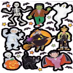 Set Of Cute Monster Halloween Themed Sticker Decorations 5" x 8"