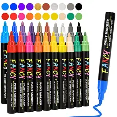 Paint Pens, Paint Markers 20 Pack Oil-Based Painting Pen Set for Rocks Painting Wood Plastic Canvas Glass Mugs DIY Craft