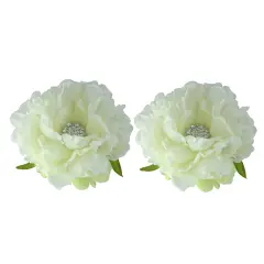 Allstate Jeweled Peonies Artificial Floating Flowers - 4.5" - White - Set of 2