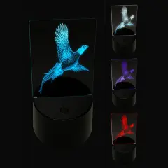 Pheasant Flying 3D Illusion LED Night Light Sign Nightstand Desk Lamp