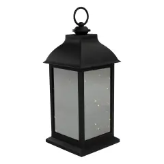 Northlight 12.4-Inch LED Lighted Battery Operated Lantern Warm White Flickering Light Black