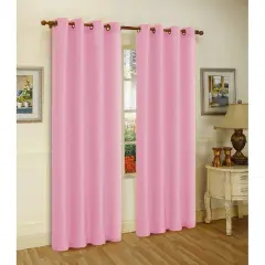 J&V TEXTILES 2 Panels Solid Grommet Faux Silk Window Curtain Drapes Treatment in 84" Length Pink