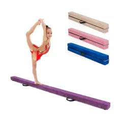 7 Feet Folding Portable Floor Balance Beam with Handles for Gymnasts Purple