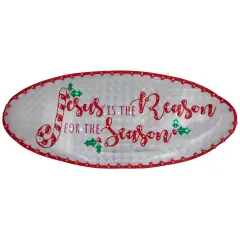 Northlight 43" LED Lighted Holographic Jesus is the Reason Outdoor Christmas Sign Red