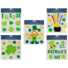 Northlight Set of 5 Double Sided St. Patrick's Day Gel Window Clings Green