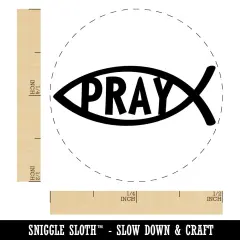 Pray Ichthys Fish Christian Sketch Self-Inking Rubber Stamp for Stamping Crafting Planners Sky Blue